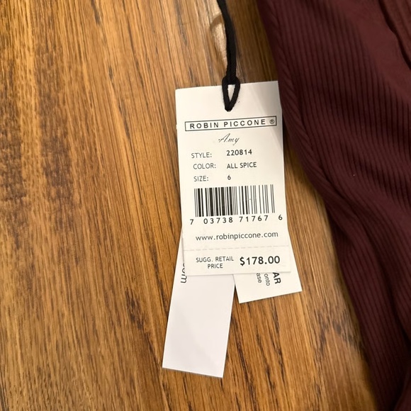 ROBIN PICCONE Amy one piece Swimsuit, Size 6, Allspice Burgundy, NWT - Picture 6 of 7